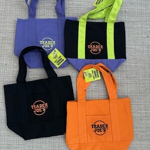 Trader Joe’s Mini Tote Bag Set - Black, Orange, Purple